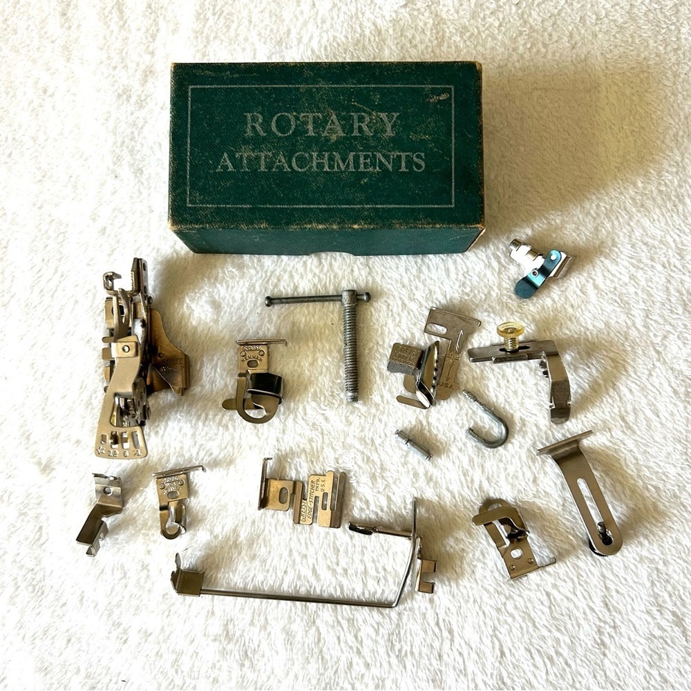 Vintage Greist Sewing Machine Attachments 14 Piece Hemmer Binder Ruffler More